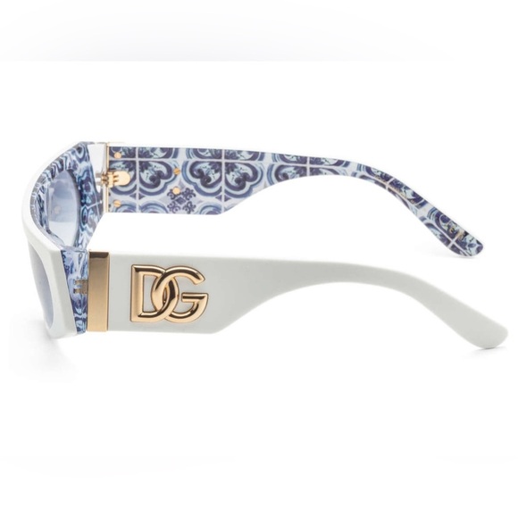 NEW Dolce & Gabbana White Blue Maiolica Italian Tile Designer Sunglasses & Box main image 4